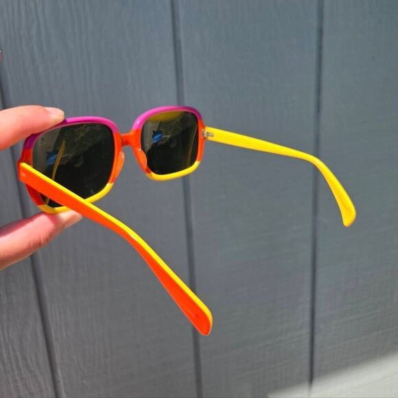 70s Ray-Ban B&L Chandra Rare Neon Tricolor Colorblock Round G-15 Sunglasses. - Picture 5 of 9